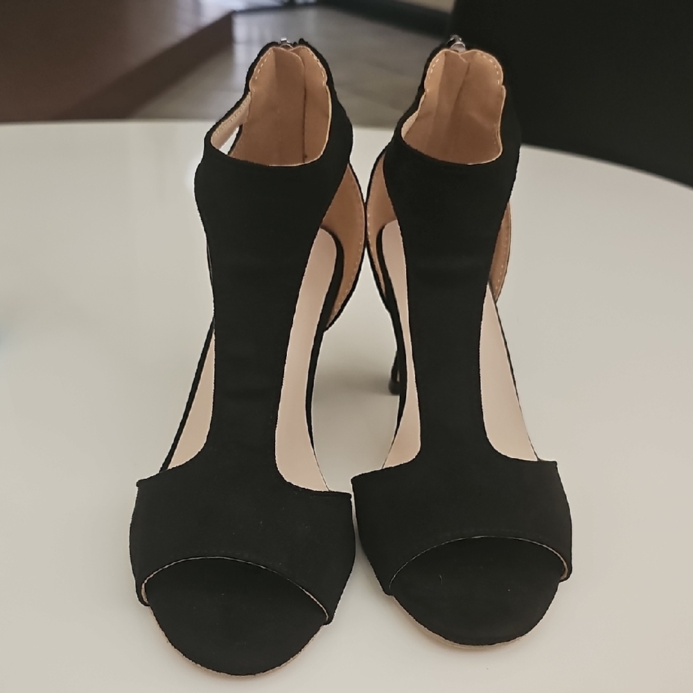 Elegant Black Women's T Strap Heels